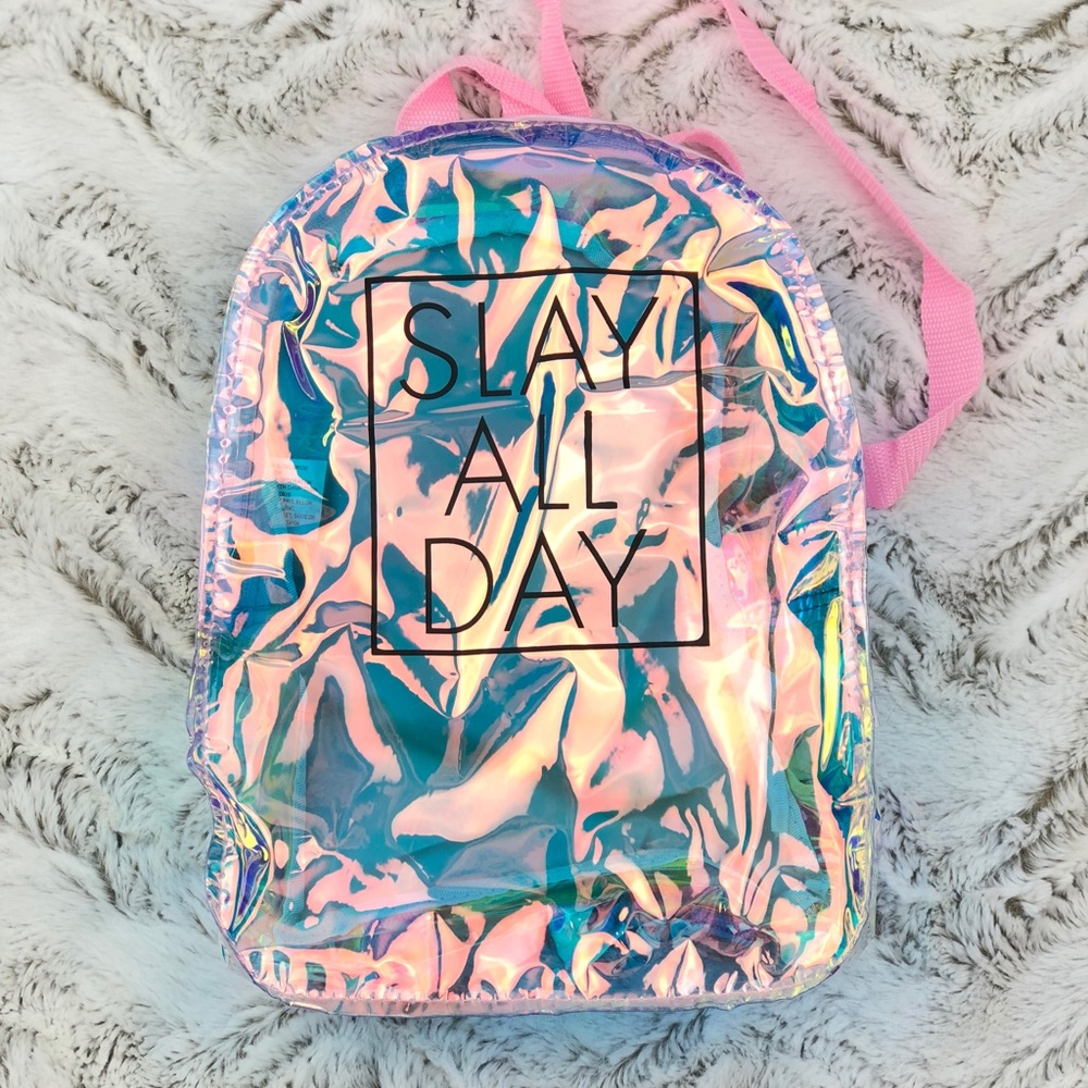 Iridescent Mini Backpack “Slay All Day” - Picture 2 of 8